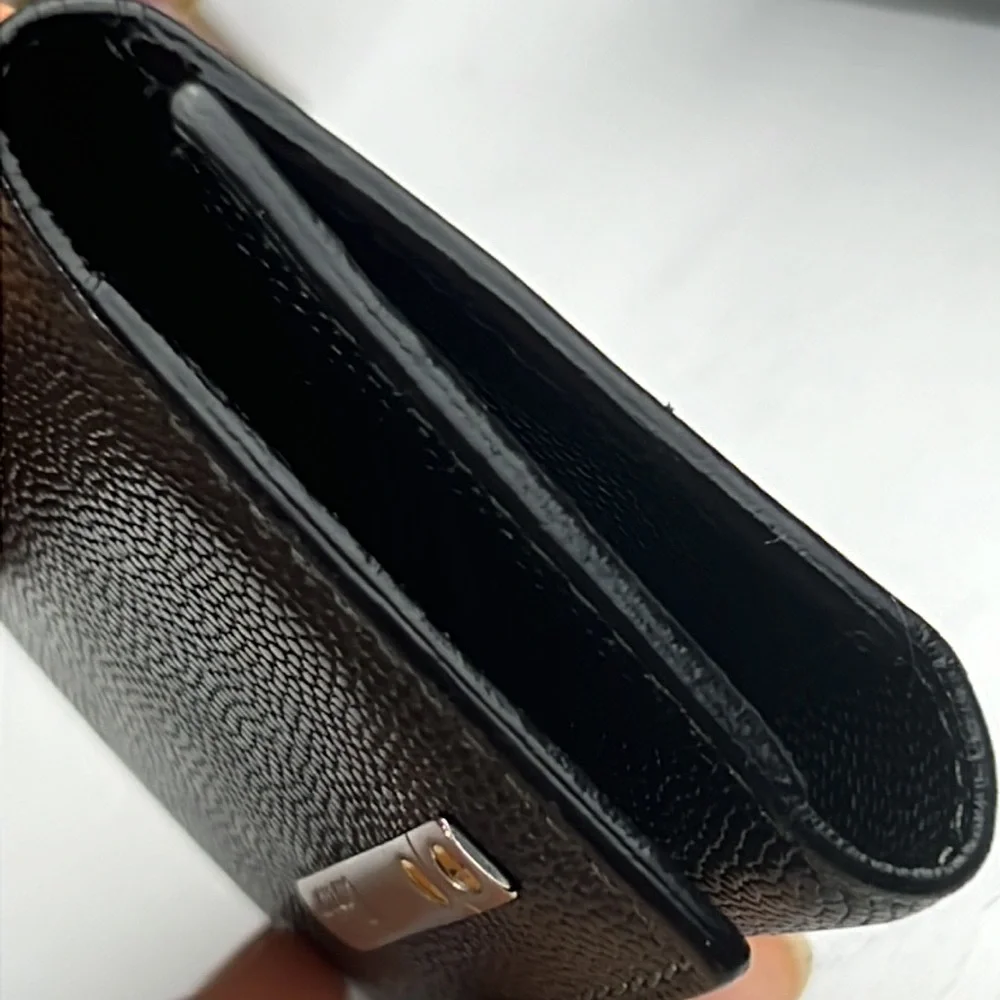 Auth. Cartier Santos Leather 4 Ring Key Case Black Logo Unisex Vintage
